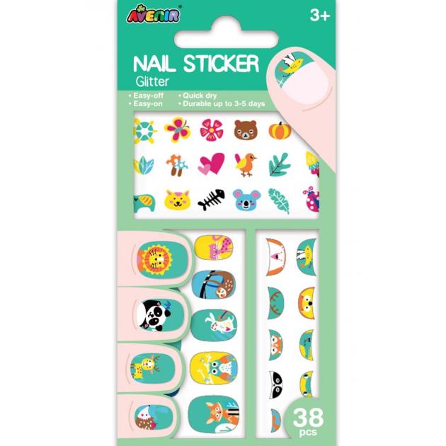 NAIL STICKER-ANIMALS - GLITTER 38PCS