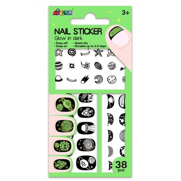 NAIL STICKER-SPACE - GLOW IN THE DARK 38PCS