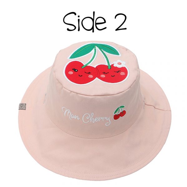 Kids' Sun Hat - Cat/Cherry - Small - 100% Cotton - Image 2