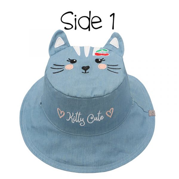 Kids' Sun Hat - Cat/Cherry - Small - 100% Cotton - Image 3