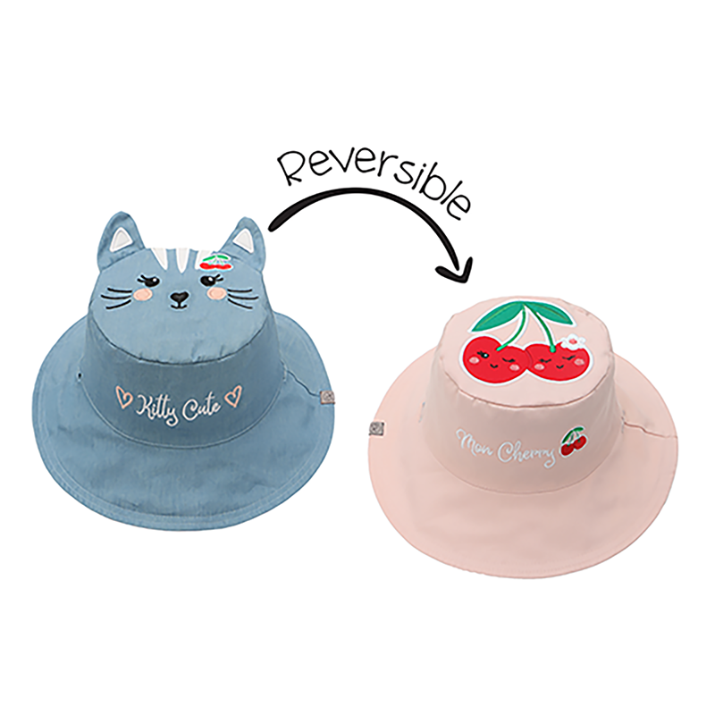 Kids' Sun Hat - Cat/Cherry - Small - 100% Cotton