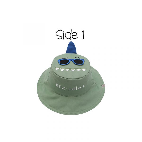 Kids' Sun Hat - Dino/Surfer Dino - Large -100% Cotton - Image 3