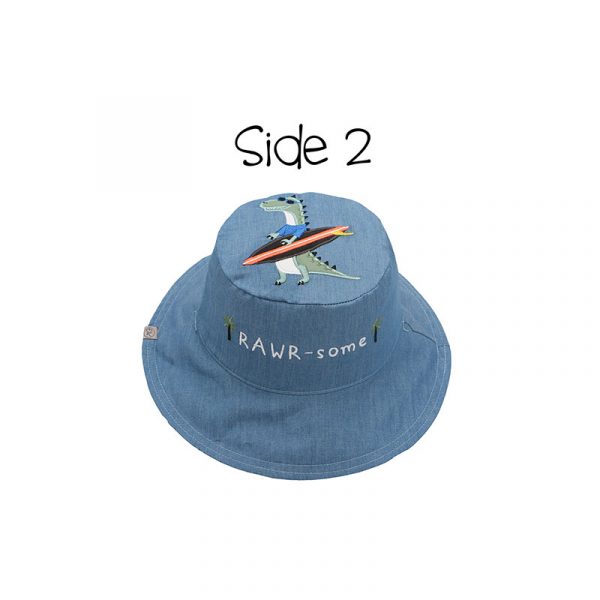 Kids' Sun Hat - Dino/Surfer Dino - Large -100% Cotton - Image 4