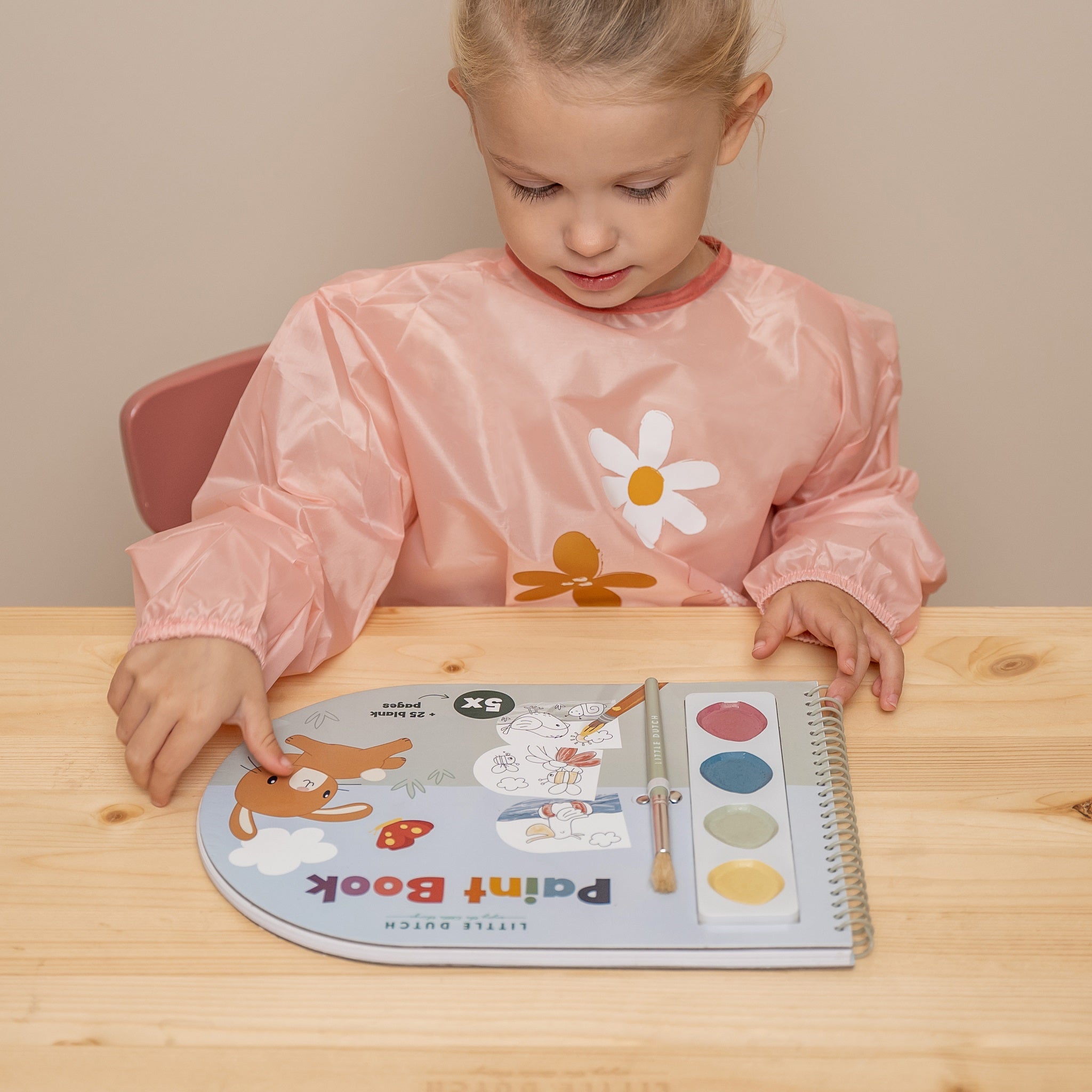 LITTLE DUTCH. Μπλουζάκι-Ποδιά ζωγραφικής Little Pink Flowers - Image 7