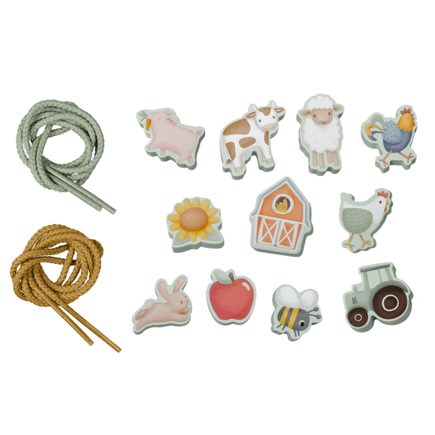 LITTLE DUTCH. Σετ 11 ξύλινες φιγούρες με κορδόνι Little Farm