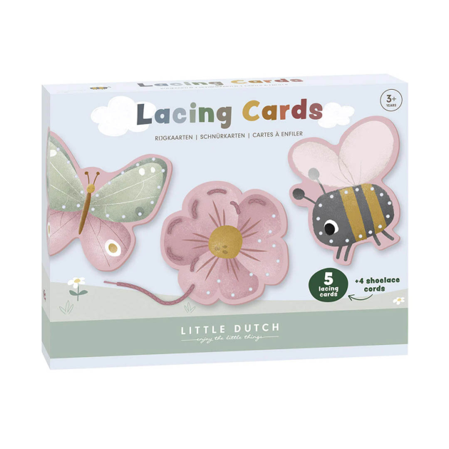 Little Dutch. Σετ 5 Χάρτινες Κάρτες με κορδόνι Flowers and Butterflies