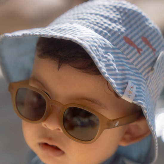 Little Dutch Παιδικό καπέλο ήλιου διπλής όψης Stripes Ocean Blue - Image 3