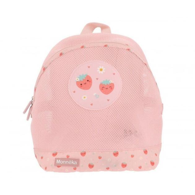 Monnëka Strawberries Υφασμάτινη Τσάντα Θαλάσσης Πλάτης Ροζ 30x24cm