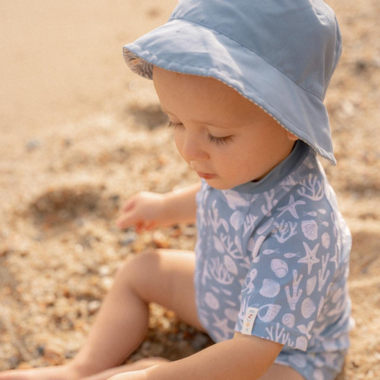 Little Dutch Παιδικό καπέλο ήλιου διπλής όψης Stripes Ocean Blue - Image 4