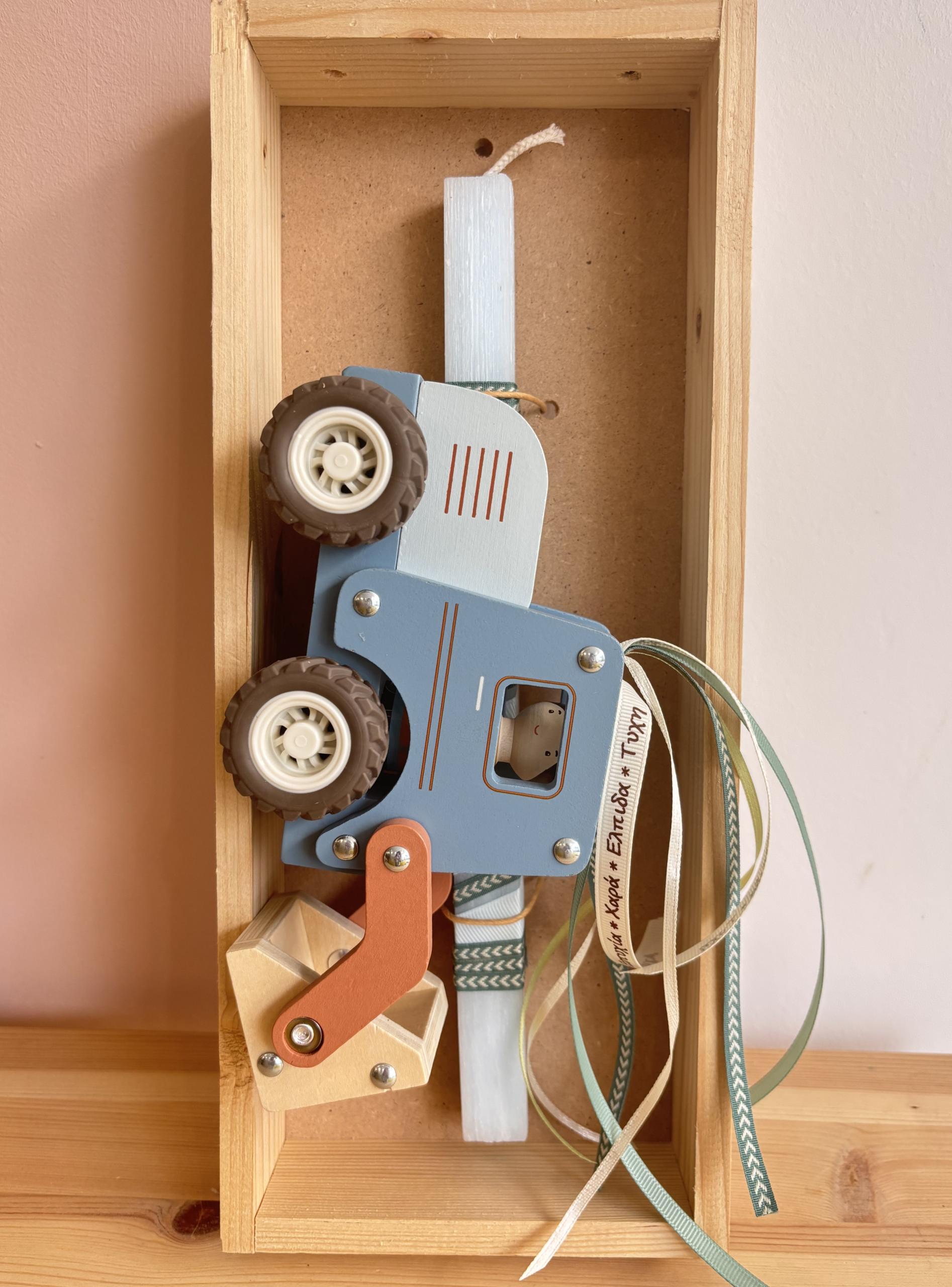 Πασχαλινή λαμπάδα Ξύλινος εκσκαφέας Little Dutch