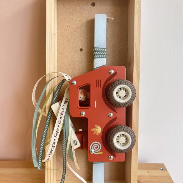 Πασχαλινή λαμπάδα Ξύλινο πυροσβεστικό όχημα Little Dutch
